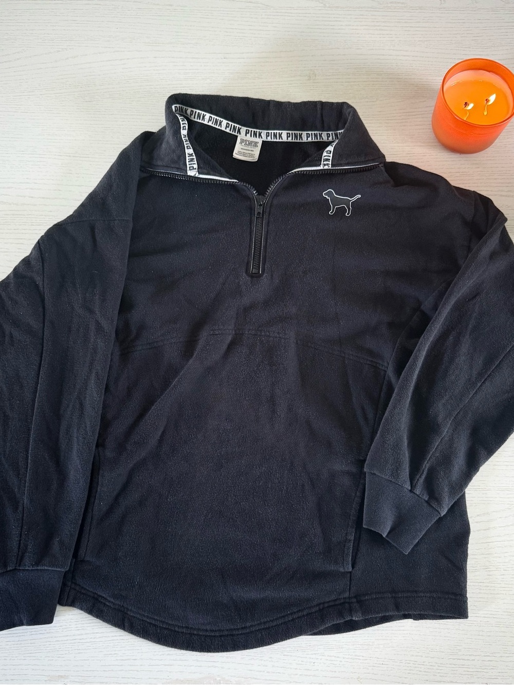 PINK Victoria's Secret Black Half-Zip Fleece Pullover